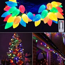 LED Strawberry String Lights C7 Bulbs Christmas Fairy Lights with Remote Outdoor