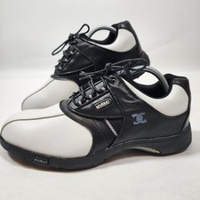 Stuburt Pro Am ST99 Mens Leather Golf Trainers - Black / White - Size 8.5 UK