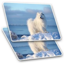2 x Rectangle Stickers 10 cm - Samoyed Fluffy White Dog Puppy #12673