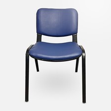 Office Conference Waiting Reception Faux Leather Stackable Stacking Chair BLUE
