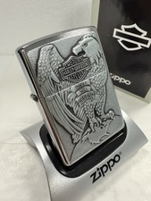 GENUINE Zippo Lighter HARLEY DAVIDSON EAGLE ON GLOBE Brushed Chrome NEW IN BOX