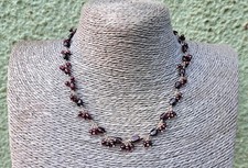 Vintage Sterling silver 925/Natural Garnet NECKLACE/CHOKER  42CM 22.6 grams