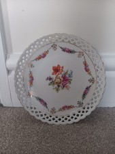 Beautiful Rare 1926 Dresden Schumann Bavaria Floral Side Plate. Reticulated Edge