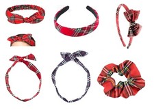 Plaid Tartan Headband Hair Band Rockabilly Wire Scarf Women Girls Accessories