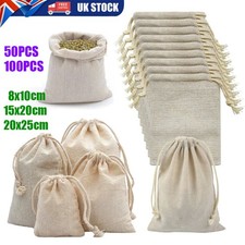 Calico Burlap Drawstring Bag Small Sack Handbag Storage Gift Bags Travel Pouch