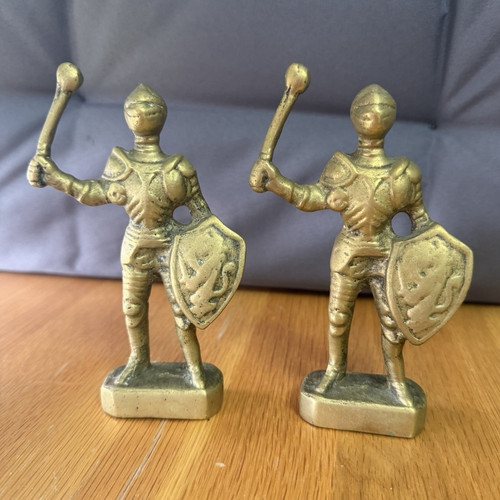 Pair brass medieval - brass, knight