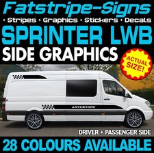 to fit MERCEDES SPRINTER LWB GRAPHICS STICKERS STRIPES RACE CAMPER VAN MOTORHOME