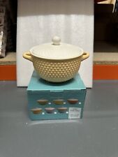 Soup Bowl With Lid Fine China Peach & White Colour Spotty Design