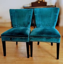 Teal Velvet Accent Dining Chairs (4)
