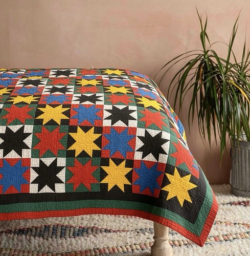 Single vintage quilted star - single,