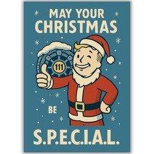 Vault Boy Fallout Themed Christmas Card For Him Her Friend Them Gamer TV Series