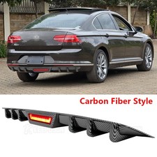 Carbon Rear Diffuser Bumper Spoiler Lip Splitter LED Light For VW Passat B7 B8