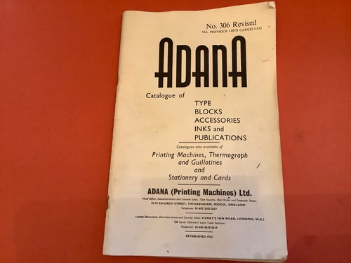 Adana type faces - catalogue, no