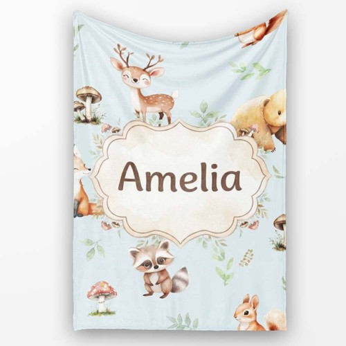 Soft fleece blanket woodland - fleece,