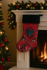 Emma Shipley HANDMADE Christmas Stocking Red Amazon cotton satin 