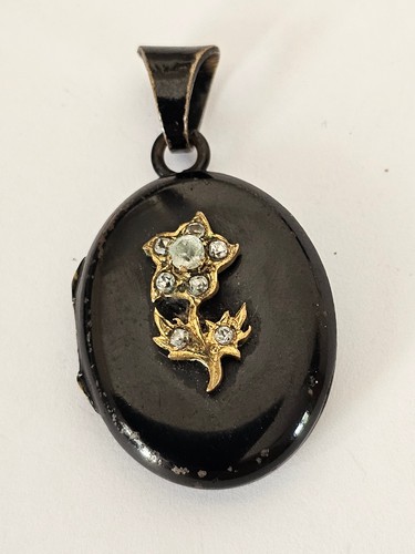 Antique black enamel - , mourning