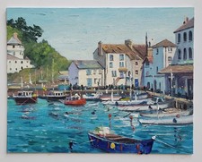 Polperro Harbour Cornwall, oil painting