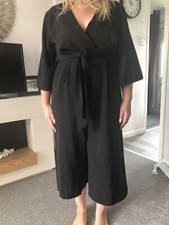 Kimono Black Jumpsuit Size M Mela Loves London Wide Leg Tie Front Wide Sleeve