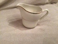 Vintage Portland Pottery Cobridge White Jug Gold Trim 10/1953
