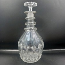 Antique Georgian ? triple neck ring faceted cut crystal decanter