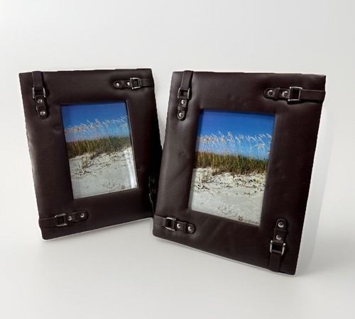 Brown faux leather buckle - leather,