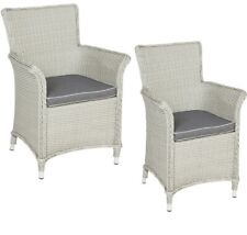 2x Light Grey Wicker Single Armchair (Set of 2) with Cushion Antonia New Boxed 