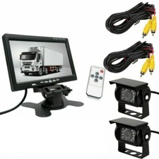 18 LED 7" LCD MONITOR 12V/24V Reversing 2x CCD Camera AV System For Car Truck