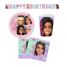 Barbie Party Tableware Decorations - Plates Cups Napkins Tablecover, Balloons