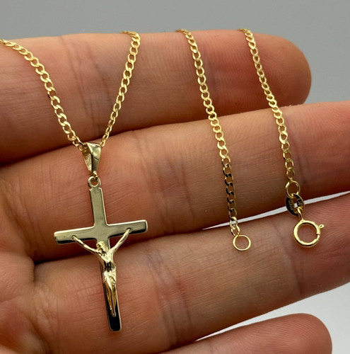 9ct solid yellow - solid, crucifix