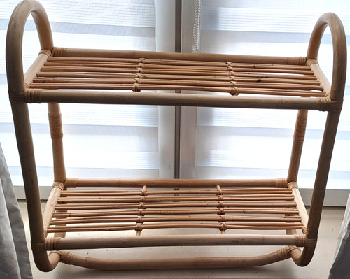 Bamboo cane towel rack - cane,