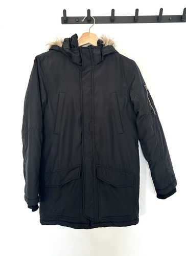 Kids black parka coat - black, –