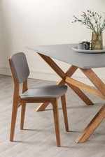 Seat 2 x Movian Dining chairs,Solid-oak/Plywood,Natural Solid Oak Legs&Grey Seat