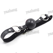 PU Leather black Soft Rubber Ball Gag Costume