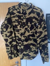 A BATHING APE BAPE CAMO BRUSHED COTTON SHIRT L