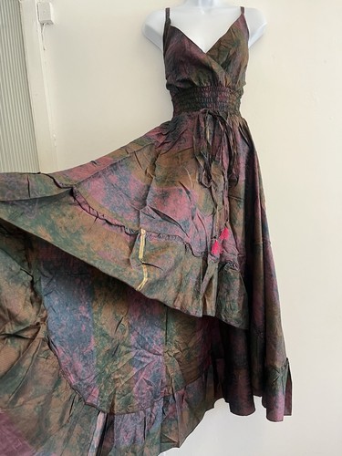 Silk dress long - silk, tie