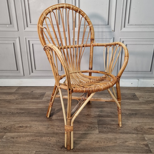 Vintage bamboo rattan armchair - bamboo,