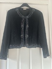 Vintage Black Silk Feel Beaded
