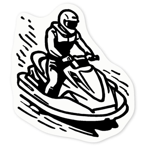 Jet ski man clear - clear, vinyl