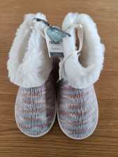 BNWT FAT FACE Ladies Pink Faux Fur Cuff Slipper Boots Size: UK 5