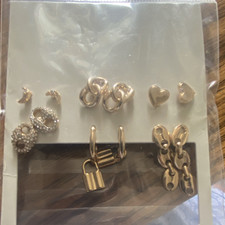 Gold Tone Crystal Stud Hoop