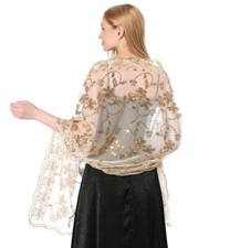 SPARKLY SEQUIN WRAP WEDDING Wraps Scarf Ladies Lace Evening Shawl Cover Ups