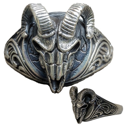 Rams head viking signet ring - head,
