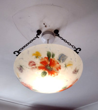 Hand Painted Vintage Fly Catcher Light Shade English Flowers 31cm x 12cm 1930's
