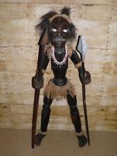 Vintage Large Fertility Zulu African Tribal Art Figure - Warrior & Spears - 40"
