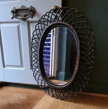 Franco Albini Bamboo Mirror Wall Vintage Mid Centruy Italian Black Frame Genuine