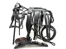 Driving Harness Pony Black Biothane & Leather | White Metal Fittings
