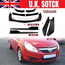 Black Side Skirt+Rear Lip+Front Bumper Spoiler Splitter For Vauxhall Corsa  D E