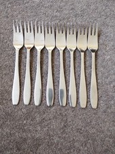 8 Fish Forks Old Hall Campden 1960s Vintage Stainless Steel Cutlery England 18cm