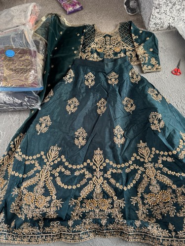 Teal green lehnga size - green,