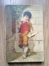 Antique Italian School Oil Painting Boy with Trumpet & Hat 19thC Genre Art